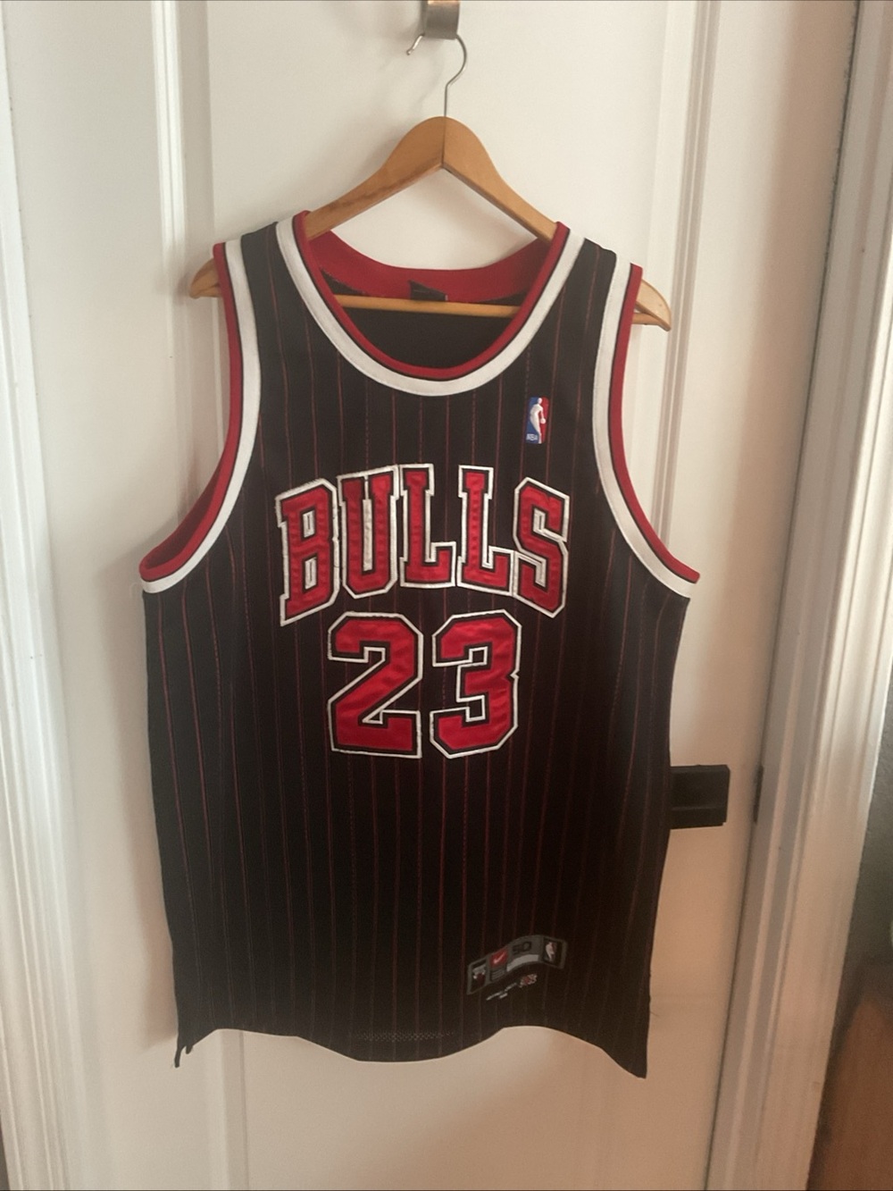 Nike - Michael Jordan Chicago Bulls - Black & Red Pinstripe 1984 NBA Jersey #23
